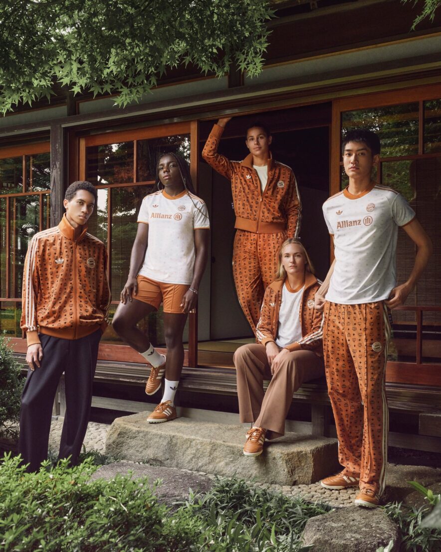 MCM×adidas×FCバイエルンのコラボレーションを着用したキャンペーンビジュアル
