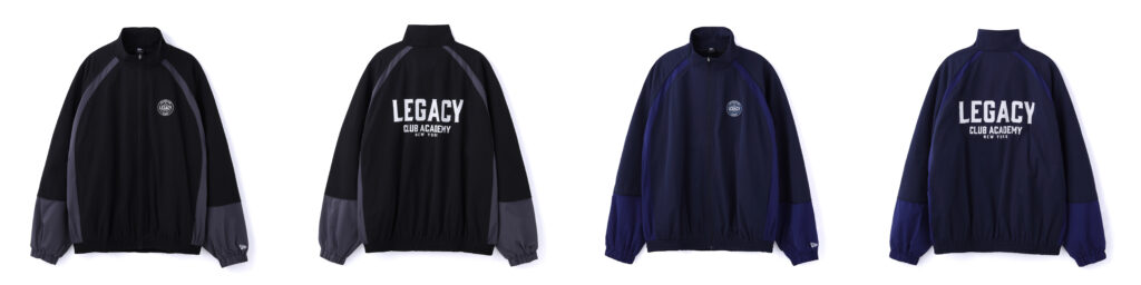 Oversized Piping Track Jacketのブラックとネイビーの前面・背面